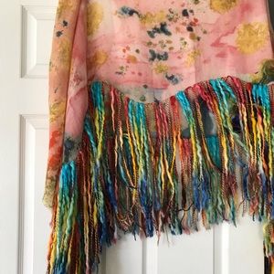 Rainbow fringe shawl/wrap